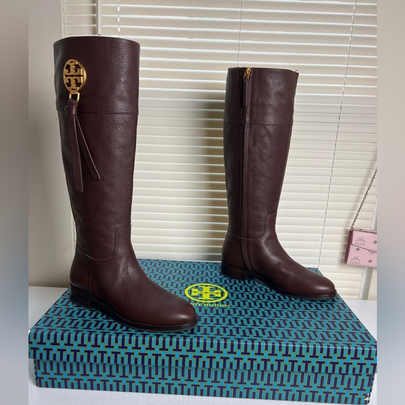 NWT TORY BURCH Tumbled Leather Chelsea Tassel Tall Boot - Picture 5 of 13